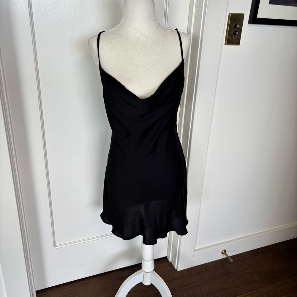 Free People Black Cowl neck mini Slip Dress Sz S - Picture 4 of 7